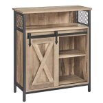 Meuble de rangement - helloshop26 - buffet bas - style industriel - porte coulissante - �tag�res r�glables ...
