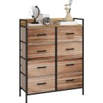 Meuble de rangement homcom commode chiffonnier 8 tiroirs en tissu amovibles tagre suprieure et cadre ...