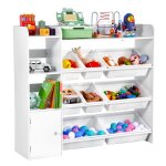 Meuble de rangement jouets enfant � 4 niveaux - vevor - avec biblioth�que - �tag�re dorganisateur de ...