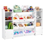 Meuble de rangement jouets enfant � 4 niveaux - vevor - avec biblioth�que - grande �tag�re dorganisateur ...