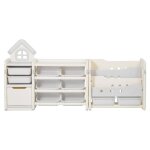 Meuble de rangement jouets enfant - duoku - 4 niveaux avec biblioth�que - �tag�re dorganisateur de jouets ...