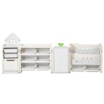 Meuble de rangement jouets enfant - duoku - avec biblioth�que et planche � dessin - grande �tag�re dorganisate ...