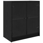 Meuble de rangement moderne - vidaxl - ch�ne noir - 68x37x755 cm - bois ding�nierie - portes en verre ...