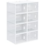 Meuble de rangement modulable 8 cubes meuble � chaussures empilables v�tements livres jouets blanc et ...