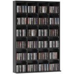 Meuble de rangement multimdia 456 cd / 336 dvd - homcom - bibliothque en bois avec tagres rglables ...