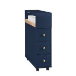 Meuble de rangement salle de bain troit - sobuy - bzr195 - b - sur roulettes - 1 plateau amovible et ...