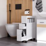 Meuble de rangement de salle de bain sur roulette armoire wc toilettes �tag�re ouverte 2 tiroirs 16 x ...