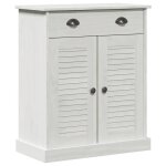 Meuble de rangement salle de bain - vidaxl - bois de pin massif - blanc vieilli - 67. 5x34x80 cm - rangement ...