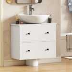 Meuble de rangement de salle de bain yitahome mural sous lavabo 60 cm blanc avec 2 tiroirs