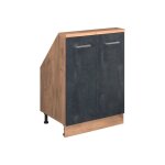 Meuble de rangement sous pente rion avec 2 portes b�ton noir / ch�ne dor� ch�ne de force dor� vicco