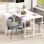 Meuble de rangement - table bar extensible - pivotante 360� - porte en verre - �tag�res - pour cuisine ...