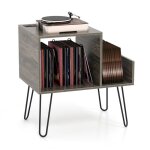 Meuble rangement de tourne - disque costway 2 prises secteur et de 2 ports usb séparateurs amovibles ... Meuble rangement de tourne - disque costway 2 prises secteur et de 2 ports usb séparateurs amovibles ...