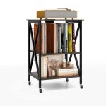 Meuble de rangement tourne - disque costway station de charge intgre&table dappoint en mtal pour bureau&sal ...