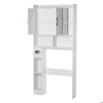 Meuble de rangement wc - duoku - armoire au - dessus des toilettes - 168 cm - 4 compartiments - blanc ...