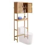 Meuble de rangement wc - vevor - hauteur 175 cm - rangement au dessus des toilettes ou machine � laver ...