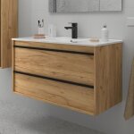 Meuble de salle de bain dimensions 100 cm couleur chêne africain miroir sans miroir colonne de rangement ... Meuble de salle de bain dimensions 100 cm couleur chêne africain miroir sans miroir colonne de rangement ...