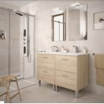 Meuble de salle de bain 120 cm dimensions 120 cm couleur ch�ne cal�donie option avec kit de pieds