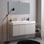 Meuble salle de bain 120cm 4 portes gris perle double lavabo et miroir 120x60 vittoria Meuble salle de bain 120cm 4 portes gris perle double lavabo et miroir 120x60 vittoria