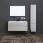 Meuble de salle de bains 120cm gris perle avec double vasque et colonne valentina Meuble de salle de bains 120cm gris perle avec double vasque et colonne valentina