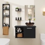 Meuble de salle de bain 70 cm meuble sous - vasque armoire + lavabo + robinetterie + miroir + 3 tagres ...