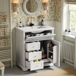 Meuble salle de bain rangement à fermeture douce : 3 tiroirs et 1 porte vasque en céramique blanc laqué ... Meuble salle de bain rangement à fermeture douce : 3 tiroirs et 1 porte vasque en céramique blanc laqué ...