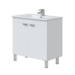 Meuble de salle de bain coloris blanc brillant (lavabo non inclus) - longueur 80 x hauteur 80 x profondeur ...
