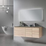 Meuble de salle de bain double vasque 140cm bois et gris avec miroir led lb - 8473 luxurybain - Meuble de salle de bain double vasque 140cm bois et gris avec miroir led lb - 8473 luxurybain -