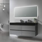Meuble de salle de bain double vasque 150cm gris et noir avec miroir led lb - 8476s luxurybain - Meuble de salle de bain double vasque 150cm gris et noir avec miroir led lb - 8476s luxurybain -