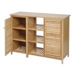Meuble de salle de bain - bambou - 2 portes - 87x99x33 cm - espace de rangement - design chic