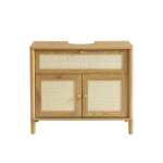 Meuble de salle de bain haida effet ch�ne et rotin 80cm - bois