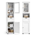 Meuble de salle de bain - helloshop26 - colonne rangement - 30 x 40 x 165 cm - blanc nuage - �tag�res ...