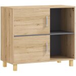 Meuble de salle de bain - homcom - compartiments ouverts et placard - dim. 80l x 35p x 70h cm - bois ...