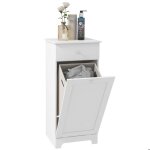 Meuble de salle de bain - homcom - avec panier  linge - meuble de rangement avec tiroir - 40l x 40l ...