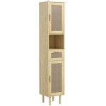 Meuble salle de bain - homcom - avec portes en rotin étagère ouverte tiroir 2 placards - 32 x 30 x 170 ... Meuble salle de bain - homcom - avec portes en rotin étagère ouverte tiroir 2 placards - 32 x 30 x 170 ...