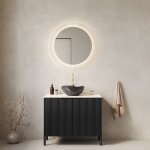 Meuble de salle de bain - 76 cm - vasque noire en c�ramique - rangement avec fermeture douce - design ...