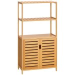 Meuble salle de bain - kleankin - 2 étagères ouvertes et double porte à lattes - en bambou - 60 x 30 ... Meuble salle de bain - kleankin - 2 étagères ouvertes et double porte à lattes - en bambou - 60 x 30 ...