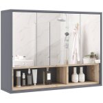 Meuble salle de bain avec miroir mural - homcom - placards  3 portes et 8 compartiments - dim. 80l x ...