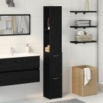 Meuble de salle de bain - noir - bois ding�nierie - 25x25x170 cm - design contemporain