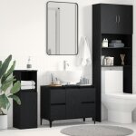 Meuble de salle de bain - noir ch�ne - 80x33x60 cm - bois ding�nierie - design contemporain