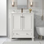 Meuble de salle de bain - novélys - 76cm - vasque en céramique intégrée - 1 tiroir & 2 portes texturées ... Meuble de salle de bain - novélys - 76cm - vasque en céramique intégrée - 1 tiroir & 2 portes texturées ...