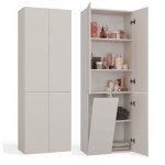 Meuble salle de bain : quatre portes cinq étagères coloris cachemire avec panier à linge d : l : 60 cm ... Meuble salle de bain : quatre portes cinq étagères coloris cachemire avec panier à linge d : l : 60 cm ...