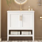 Meuble de salle de bain simple lavabo avec meuble sous vasque 80cm avec lavabo en c�ramiqueblanc