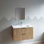 Meuble salle de bain simple vasque 60cm bois mdf ondul�