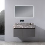 Meuble salle de bain simple vasque grise victoria 100 cm + miroir Meuble salle de bain simple vasque grise victoria 100 cm + miroir
