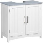 Meuble salle de bain sous lavabo - kleankin - double portes - étagères réglables - blanc Meuble salle de bain sous lavabo - kleankin - double portes - étagères réglables - blanc