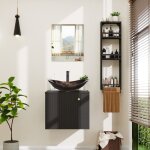 Meuble de salle de bain meuble sous - vasque armoire + lavabo + miroir + robinetterie + Étagères latérale ... Meuble de salle de bain meuble sous - vasque armoire + lavabo + miroir + robinetterie + Étagères latérale ...