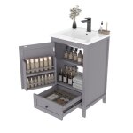 Meuble de salle de bain sur pied 51x46x85cm avec meuble sous vasque enti�rement laqu� tiroir silencieux ...