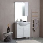 Meuble de salle de bains sur pied 75cm ch�ne blanc effet bois rimini