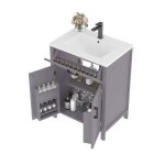Meuble de salle de bain sur pied avec lavabo meuble sous - vasque tagres rglables lavabo en cramique ...
