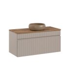 Meuble de salle de bain  suspendre iconic cashemire 100 cm avec le plan couleur evoke et sa vasque wiki ...